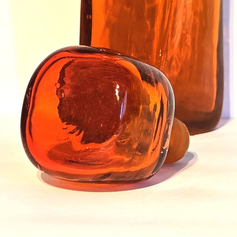 RARE VTG BLENKO Tangerine Twist Glass Decanter & Stopper MCM Artist Wayne Husted - Picture 3 of 13